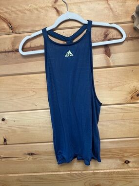 adidas Navy Tank Top with Neon Green Logo